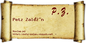 Petz Zalán névjegykártya